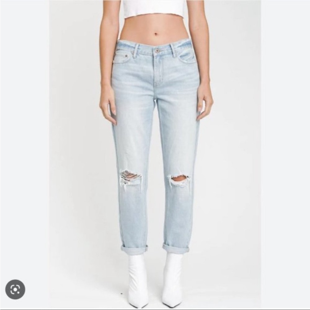 Pistola light blue denim low rise boyfriend jeans
